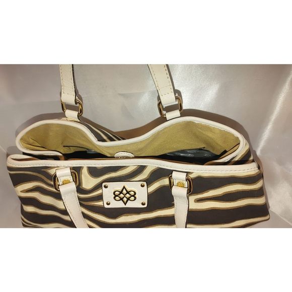Antonio Melani Zebra Striped Canvas Tote w. Leather Trim - Picture 7 of 13